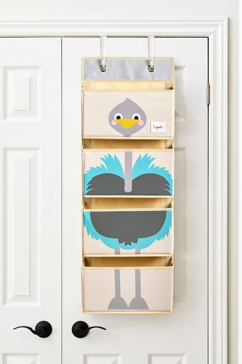 3 Sprouts Over The Door Baby Organizer - Essential Newborn Nursery Storage, Toy Organizer for Room and Closet - Bedroom Storage - Hooks Included, Ostrich - Image 5